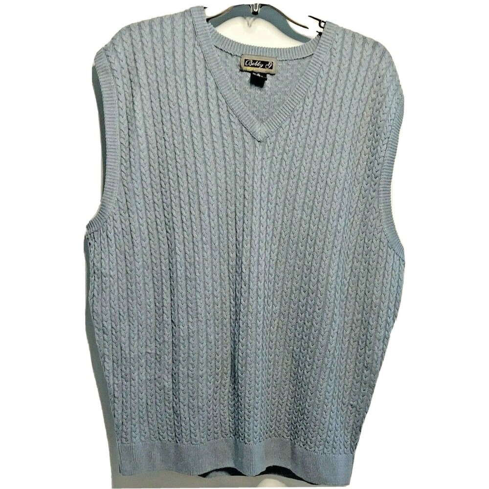Bobby G Mens Sleeveless Sweater Vest Cable Knit XL Golf Preppy XL Silk Blend